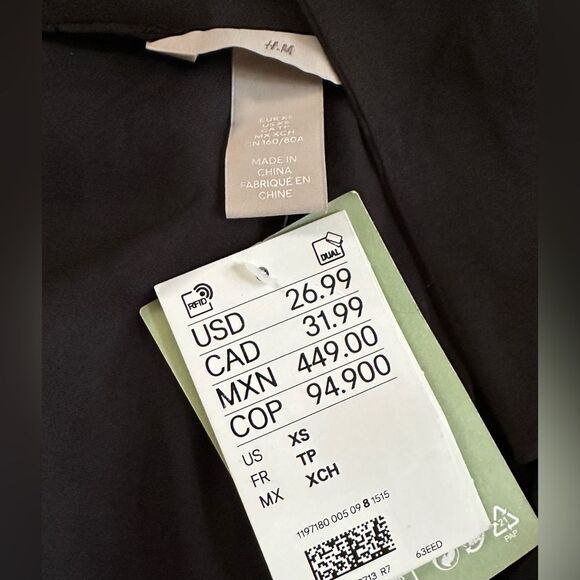 H&M Wrapover Black Satin Classic Blouse. Size XS - Picture 8 of 8